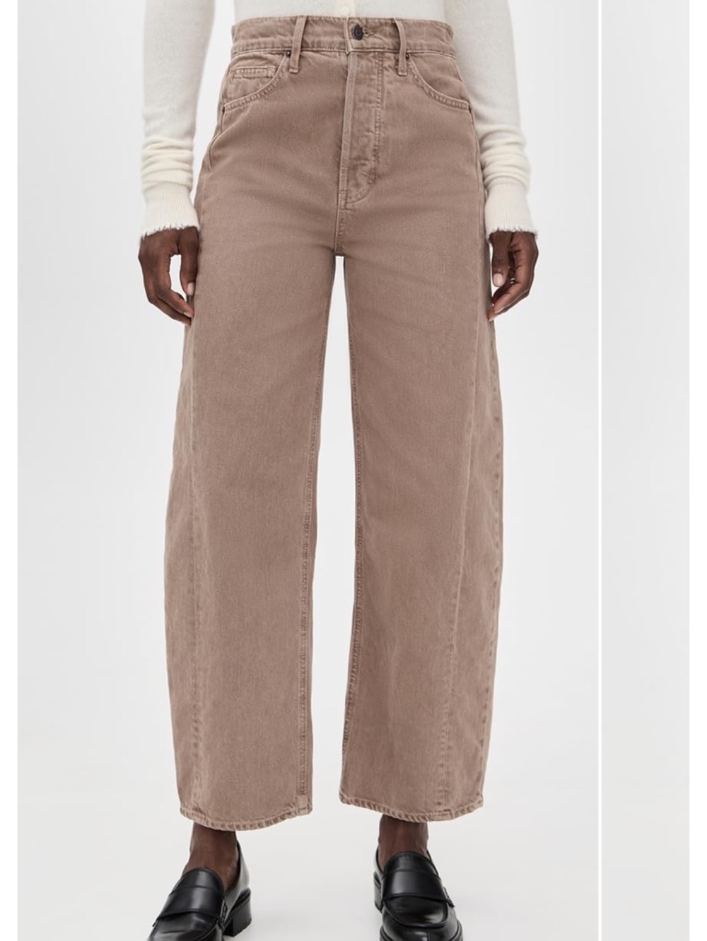 Veronica Beard RYDER High-Rise Barrel Leg Jeans in Tan Sierra